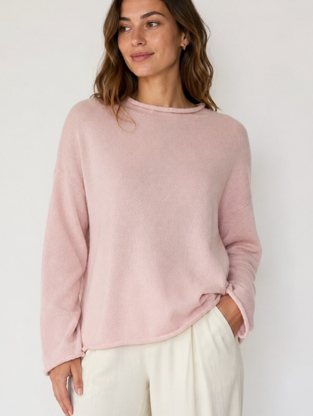 Mansur Gavriel Baby Alpaca Silk Sweater M Pink Italy Luxury Minimalist Knit